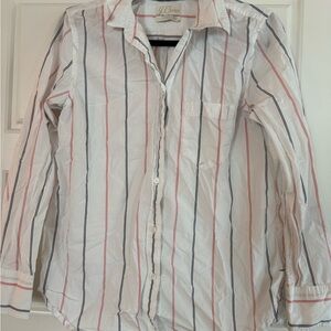J. Crew White Shirt with Red and Blue Accents